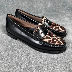 G.H. Bass Penny Loafers Weejuns Whitney Leopard Calf Hair Leather Women's 5M